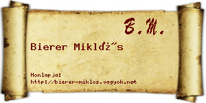 Bierer Miklós névjegykártya
